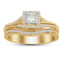 Thumbnail for LADIES BRIDAL RING SET 1/4 CT ROUND/PRINCESS DIAMOND 10K YELLOW GOLD