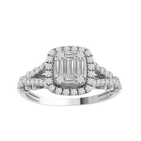 Thumbnail for LADIES BRIDAL RING SET 1/2 CT ROUND/BAGUETTE DIAMOND 14K WHITE GOLD