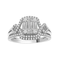 Thumbnail for LADIES BRIDAL RING SET 1/2 CT ROUND/BAGUETTE DIAMOND 14K WHITE GOLD