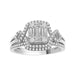 LADIES BRIDAL RING SET 1/2 CT ROUND/BAGUETTE DIAMOND 14K WHITE GOLD