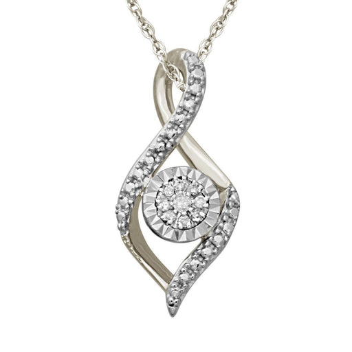 LADIES PENDANT 0.03 CT ROUND DIAMOND 10K WHITE GOLD