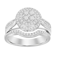 Thumbnail for LADIES BRIDAL RING SET 3/4 CT ROUND DIAMOND 14K WHITE GOLD