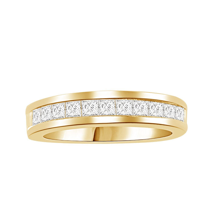 LADIES BAND 1/3 CT PRINCESS DIAMOND 10K YELLOW GOLD 