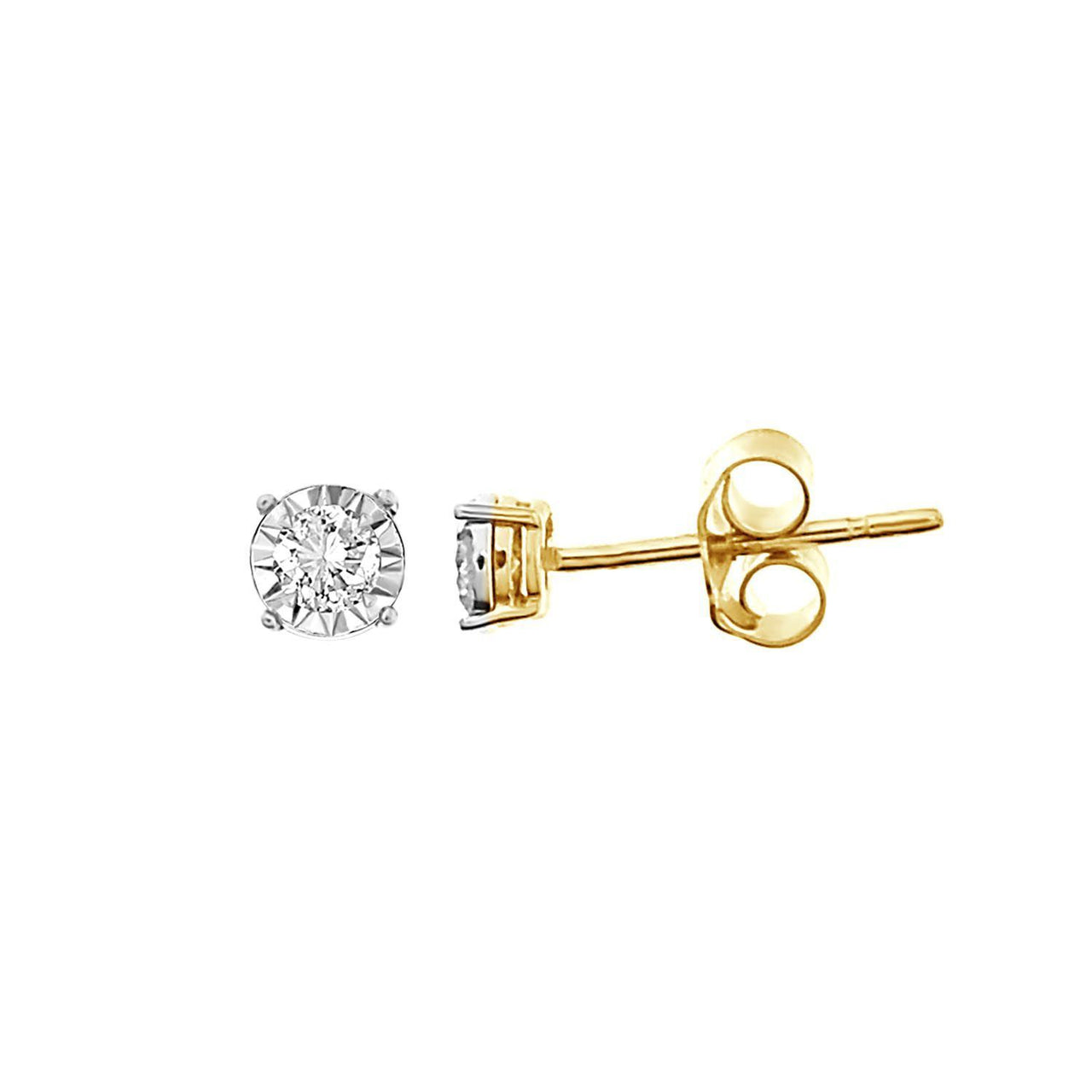 LADIES EARRINGS 1/6 CT ROUND DIAMOND 10K YELLOW GOLD