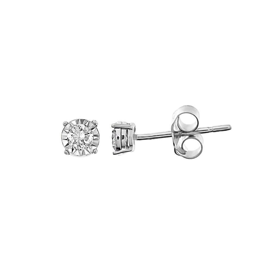 LADIES EARRINGS 1/4 CT ROUND DIAMOND 10K WHITE GOLD