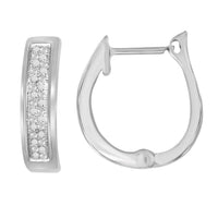 Thumbnail for LADIES HOOPS 1/10 CT ROUND DIAMOND SILVER