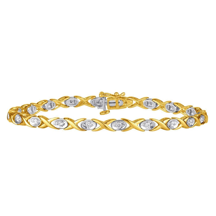 LADIES BRACELET 1/2 CT ROUND DIAMOND 10K TT YELLOW & WHITE GOLD