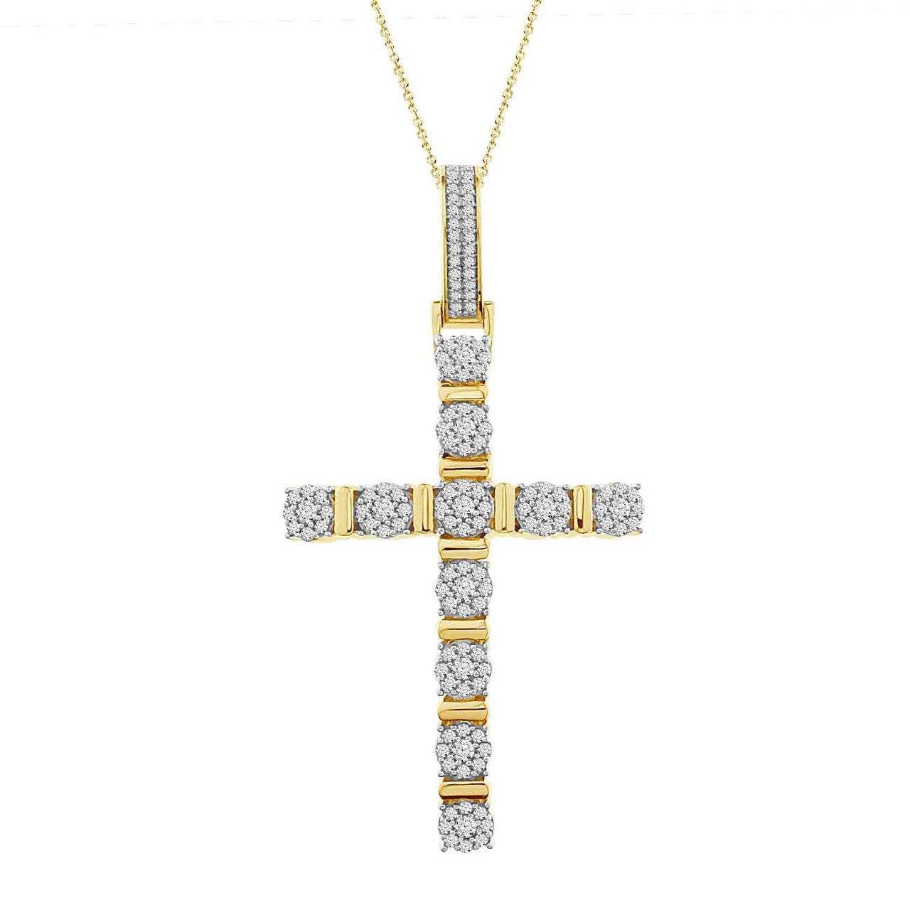 MEN'S CROSS 1CT ROUND DIAMOND 10K YELLOW GOLD