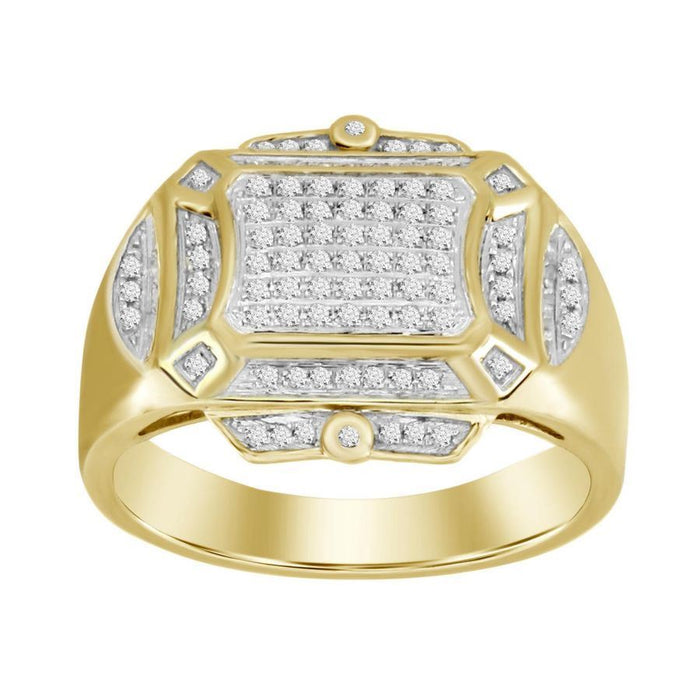 MEN'S RING 1/4 CT ROUND DIAMOND 10K YELLOW GOLD