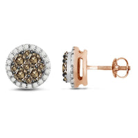 Thumbnail for LADIES EARRING 1/2 CT ROUND/CAPPUCCINO DIAMOND 14K ROSE GOLD
