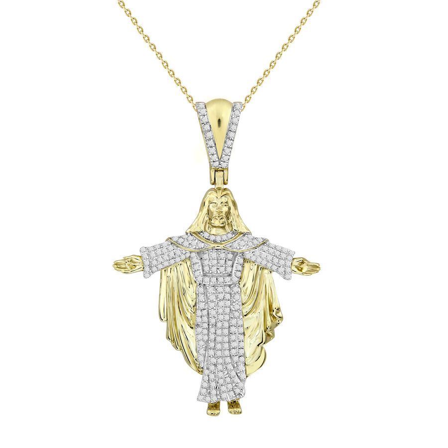 MEN'S PENDANT 1/2 CT ROUND DIAMOND 10K YELLOW GOLD