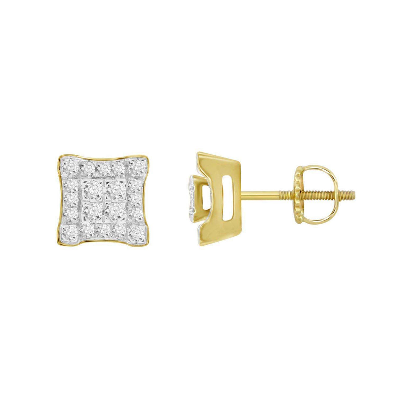 MEN'S EARRINGS 1/2 CT ROUND DIAMOND 10K YELLOW GOLD
