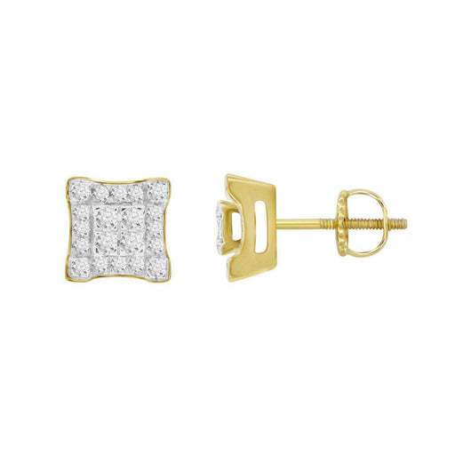 MEN'S EARRINGS 1/2 CT ROUND DIAMOND 10K YELLOW GOLD