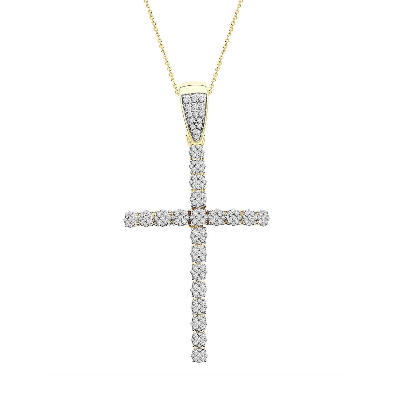 MEN'S PENDANT 2 CT ROUND DIAMOND 10K YELLOW GOLD