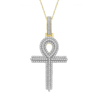 Thumbnail for MEN'S CROSS 1 1/2CT ROUND DIAMOND 10K YELLOW GOLD