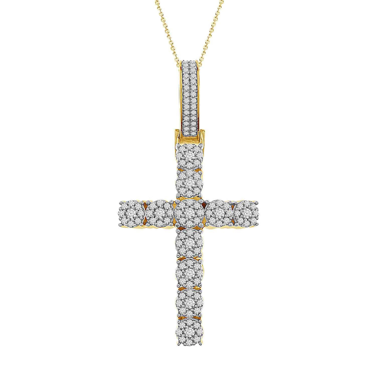 MEN'S CROSS 1CT ROUND DIAMOND 10K YELLOW GOLD