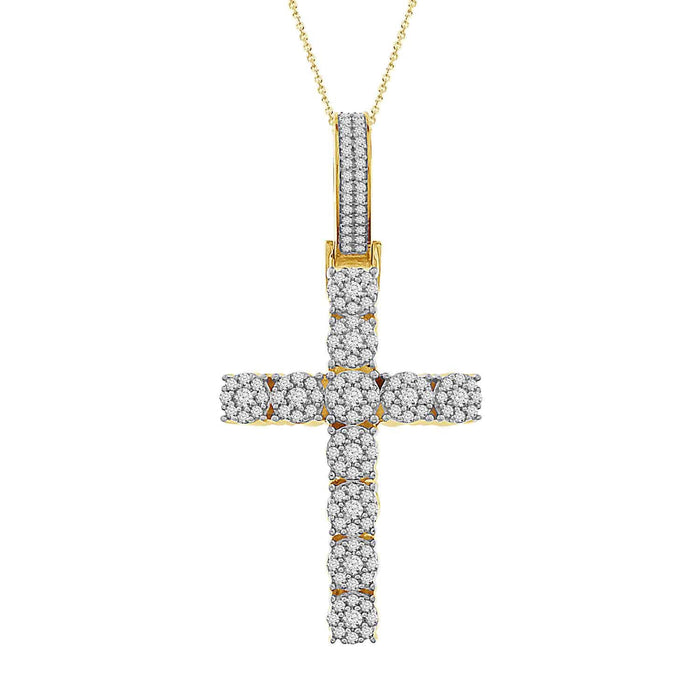 MEN'S CROSS 1CT ROUND DIAMOND 10K YELLOW GOLD