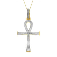 Thumbnail for MEN'S CROSS 1CT ROUND DIAMOND 10K YELLOW GOLD