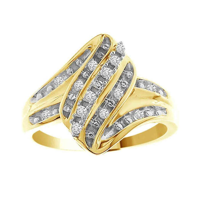 LADIES RING 1/10 CT ROUND DIAMOND 10K YELLOW GOLD