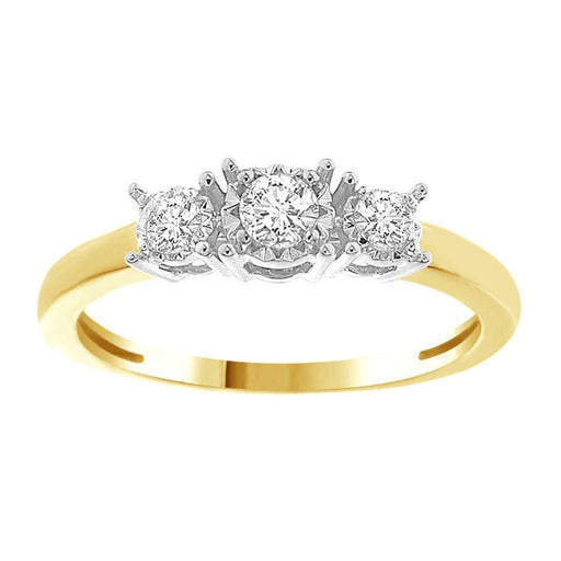 LADIES RING 1/4 CT ROUND DIAMOND 10K YELLOW GOLD