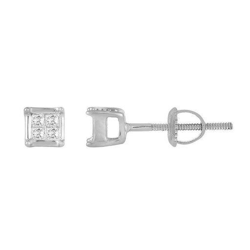 LADIES EARRINGSS 1/10  CT PRINCESS DIAMOND 10K WHITE GOLD