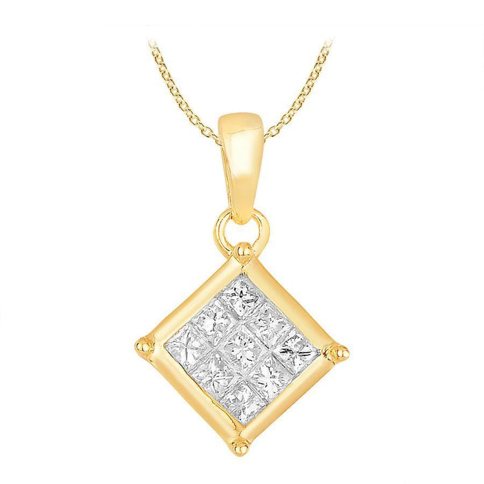 LADIES PENDANT 1/2 CT PRINCESS DIAMOND 10K YELLOW GOLD