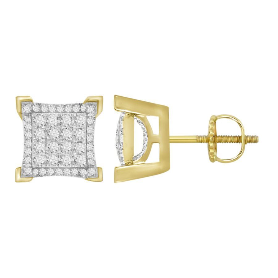 MEN'S EARRINGS 1/4CT ROUND DIAMOND 10K YELLOW GOLD