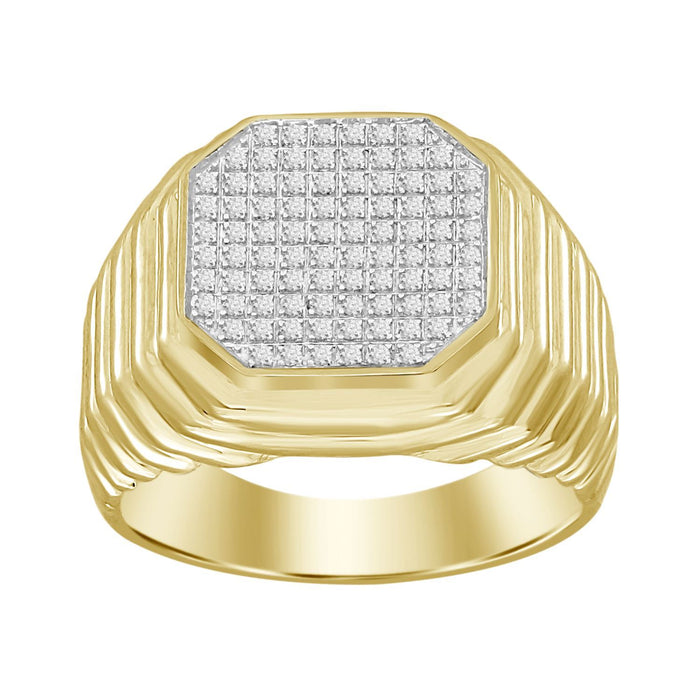 MEN'S RING 1/4 CT ROUND DIAMOND 10K YELLOW GOLD