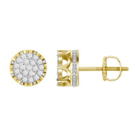 Thumbnail for MEN'S EARRINGS 1 CT ROUND DIAMOND 10K YELLOW GOLD
