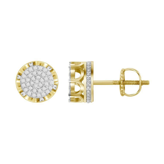 MEN'S EARRINGS 1/6 CT ROUND DIAMOND 10K YELLOW GOLD