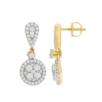 Thumbnail for LADIES EARRINGS 7/8 CT ROUND DIAMOND 14K YELLOW GOLD