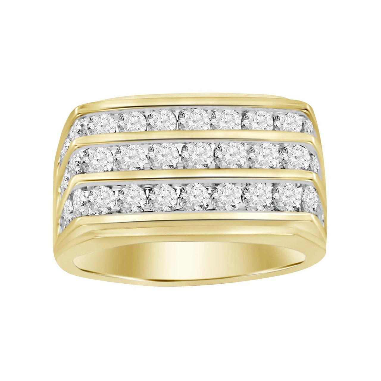 MEN'S RING 2 CT ROUND DIAMOND 10K YELLOW GOLD