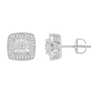 Thumbnail for LADIES EARRINGS 1/10 CT ROUND DIAMOND SILVER WHITE