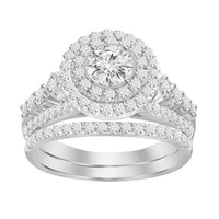 Thumbnail for LADIES BRIDAL RING SET 1 1/2 CT ROUND DIAMOND 14K WHITE GOLD