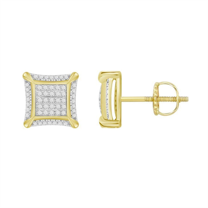 MEN'S EARRINGS 1/4 CT ROUND DIAMOND 10K YELLOW GOLD