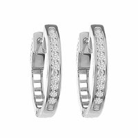 Thumbnail for LADIES HOOPS 1/4 CT ROUND DIAMOND 10K WHITE GOLD