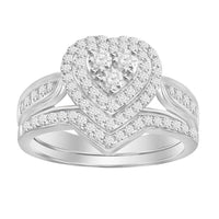 Thumbnail for LADIES BRIDAL RING SET 3/4 CT ROUND DIAMOND 14K WHITE GOLD