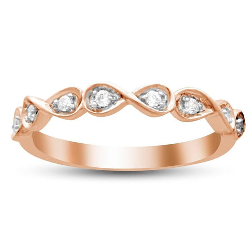 LADIES STACKABLE RINGS 1/10 CT ROUND DIAMOND 14K ROSE GOLD