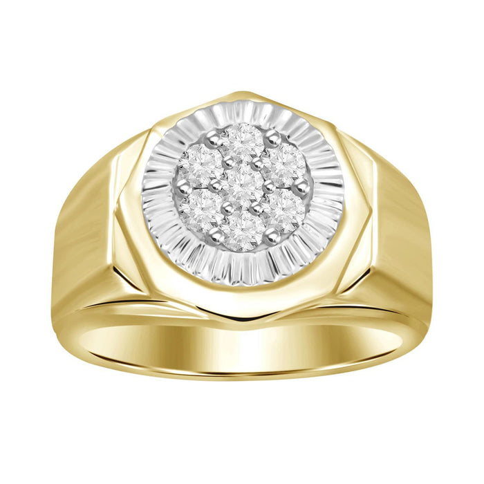 MEN'S RING 1/2 CT ROUND DIAMOND 10K TT YELLOW & WHITE GOLD