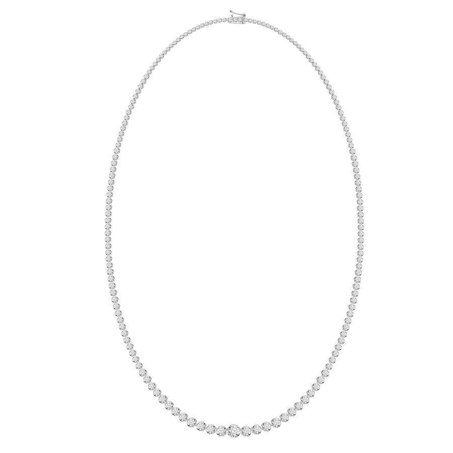 LADIES NECKLACE 2 CT ROUND DIAMOND 14K WHITE GOLD