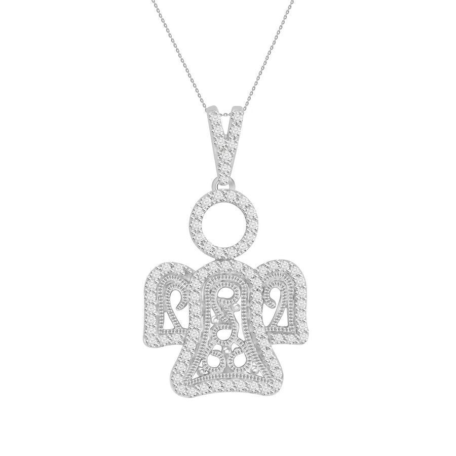 LADIES PENDANT 1/5 CT ROUND DIAMOND 10K WHITE GOLD 
