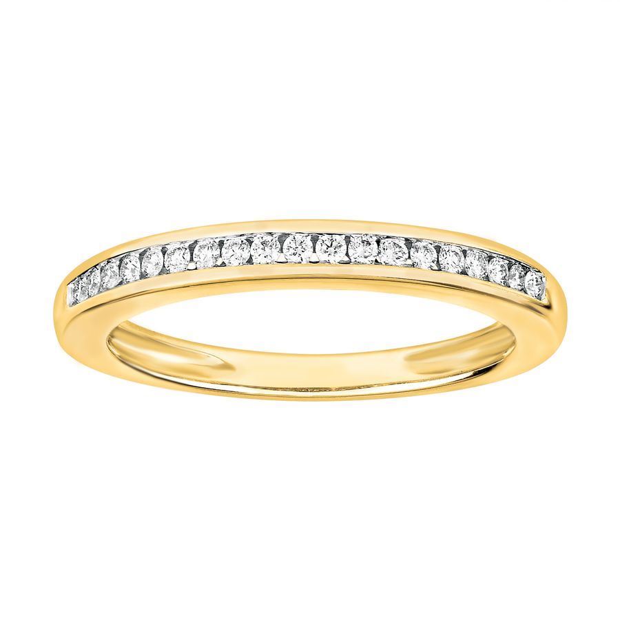 LADIES STACKABLE BAND 1/8 CT ROUND DIAMOND 10K YELLOW GOLD
