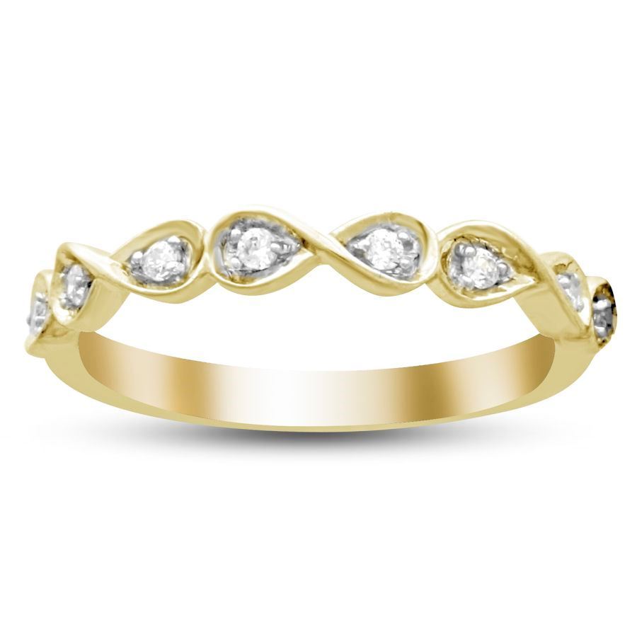 LADIES STACKABLE BAND 1/10 CT ROUND DIAMOND 14K YELLOW GOLD