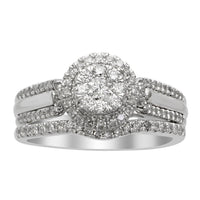 Thumbnail for LADIES BRIDAL RING SET 5/8 CT ROUND DIAMOND 10K WHITE GOLD