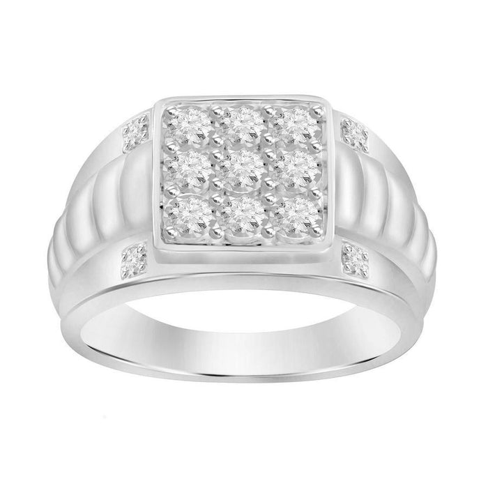 MEN'S RING 1/4 CT ROUND DIAMOND SILVER