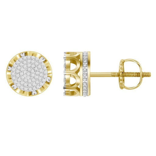 MEN'S EARRINGS 1/3 CT ROUND DIAMOND 10K YELLOW GOLD