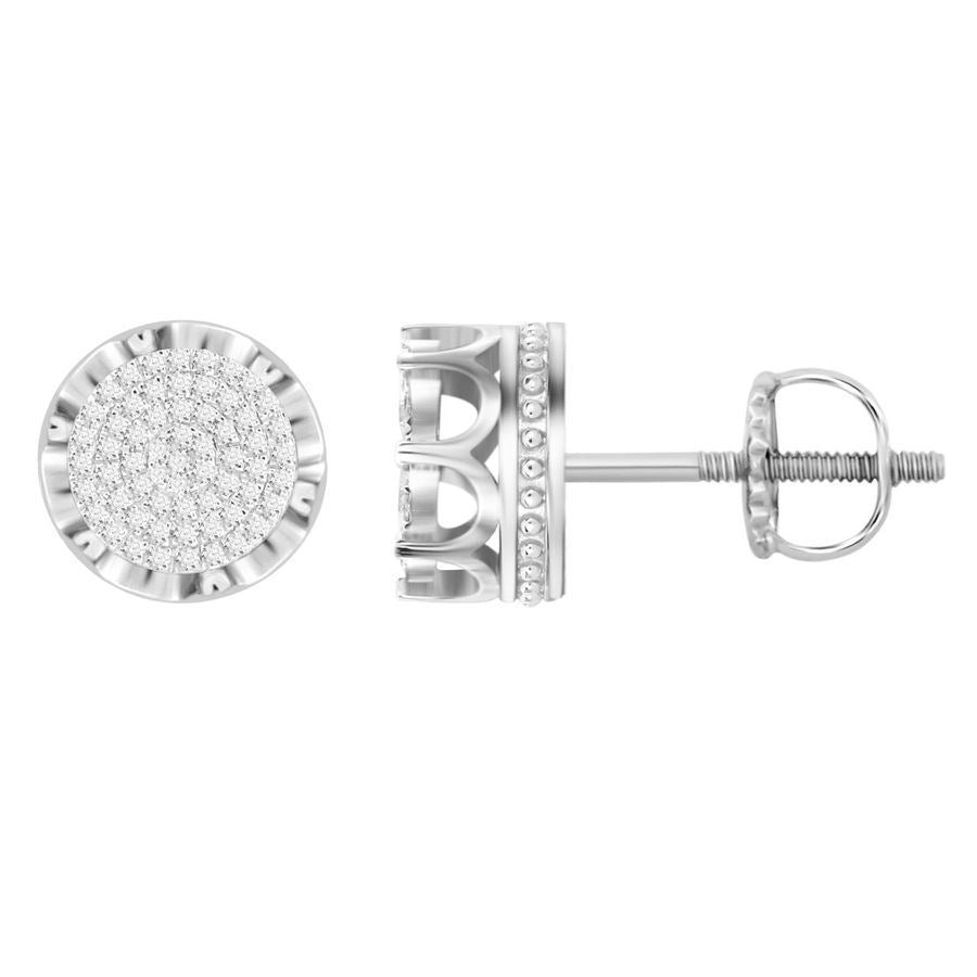 MEN'S EARRINGS 1/3 CT ROUND DIAMOND 10K WHITE GOLD