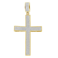 Thumbnail for MEN'S CROSS 1/2 CT ROUND DIAMOND 10K YELLOW GOLD