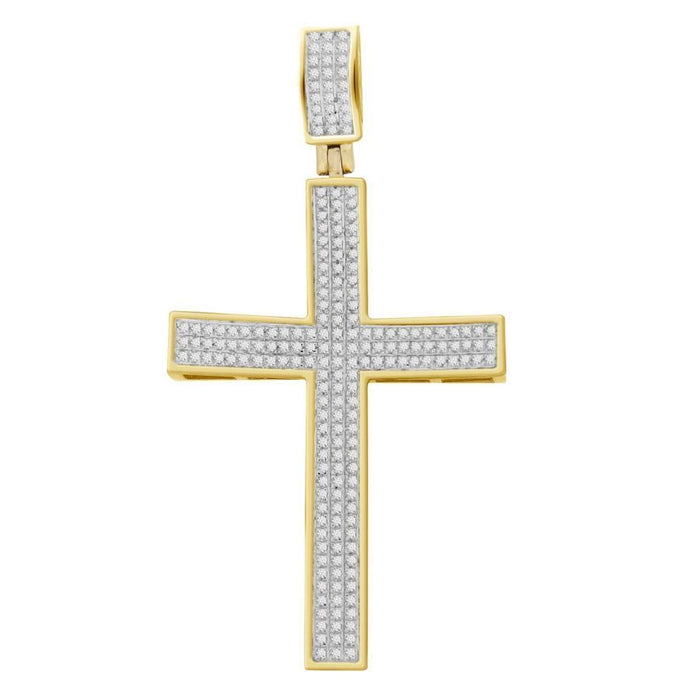 MEN'S CROSS 1/2 CT ROUND DIAMOND 10K YELLOW GOLD