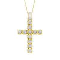 Thumbnail for MEN'S CROSS 3/4 CT ROUND DIAMOND 14K YELLOW GOLD